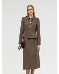 GOELIA - Washable Wool Jacket Skirt Suit Set - Lyst