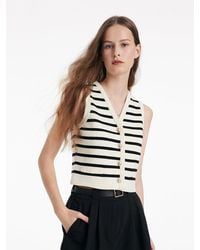 GOELIA - Knit Striped V-Neck Vest Cardigan - Lyst
