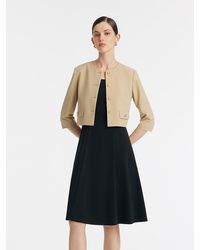 GOELIA - Single-Breasted Crop Jacket And Vest Dress Two-Piece Set - Lyst