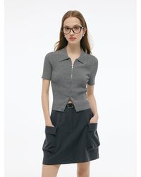 GOELIA - Tencel Blend Zip-Up Slim Fit Cardigan - Lyst