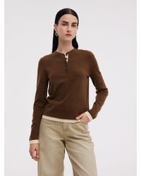 GOELIA - Tencel Wool Blend Color Block Mock Layered Knit Top - Lyst