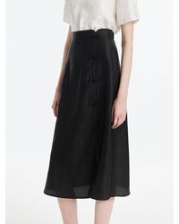 GOELIA - Xiang Yun Silk New-Chinese Style Slit Skirt - Lyst