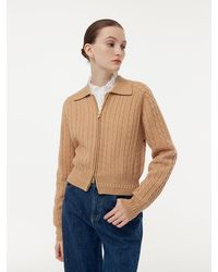 GOELIA - Machine Washable Wool Zip Up Cardigan - Lyst