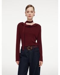GOELIA - Tencel Wool Blend Cowl Neck Knit Top With Ribbon - Lyst