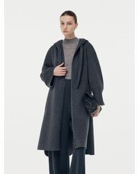 GOELIA - 100% Wool Double-Faced Hooded Zip-Up Overcoat - Lyst