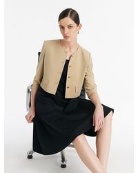 GOELIA - Single-Breasted Crop Jacket And Vest Midi Dress Two-Piece Set - Lyst
