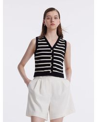 GOELIA - Knit Striped V-Neck Vest Cardigan - Lyst