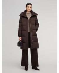 GOELIA - H-Line Knit Collar Long Goose Down Coat With Detachable Hood - Lyst