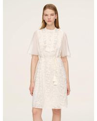 GOELIA - Lace Ruffle Sleeve A-Line Mini Dress With Tie-String Belt And Scrunchie - Lyst