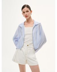 GOELIA - Tencel Acetate Linen Blend Zip-Up Hooded Cropped Jacket - Lyst