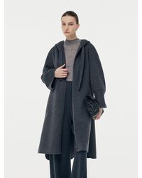 GOELIA - 100% Wool Double-Faced Hooded Zip-Up Overcoat - Lyst
