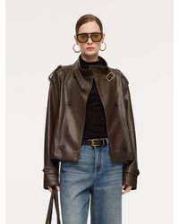 GOELIA - Pu Leather Double-Breasted Trench Jacket - Lyst