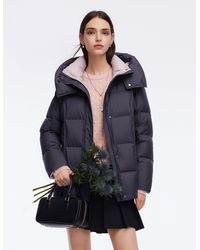 GOELIA - Color Block Goose Down Jacket With Detachable Hood - Lyst