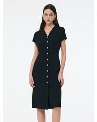 GOELIA - Triacetate Blend V-Neck Gathered Waist Midi Dress - Lyst