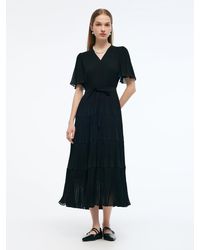 GOELIA - Pleated V-Neck A-Line Tie Belt Maxi Dress - Lyst