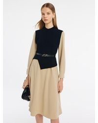 GOELIA - Asymmetrical Knitted Vest And Midi Dress Two-Piece Set With Belt - Lyst