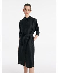 GOELIA - 18 Momme Xiang Yun Silk Single-Breasted Midi Shirt Dress With Belt - Lyst