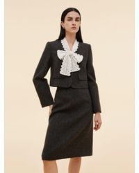 GOELIA - 100% Washable Wool Crop Jacket And Skirt Two-Piece Set - Lyst