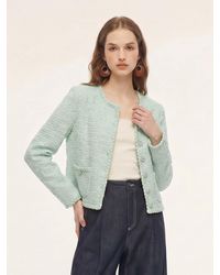 GOELIA - Round Neck Single-Breasted Textured Cardigan - Lyst