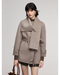 GOELIA - Alpaca Wool Blend Double-Faced Wrap Coat With Scarf - Lyst