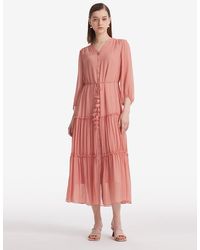 GOELIA - 12 Momme Mulberry Silk Tiered Maxi Dress With Belt And Bottomed Spaghetti Strap Dress - Lyst
