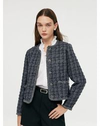 GOELIA - Wool Blend Tweed Sequins Crop Jacket - Lyst
