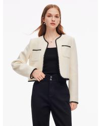 GOELIA - 100% Wool Contrast Trim Crop Jacket - Lyst