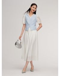GOELIA - Tweed Sequins Patchwork Crop Jacket And Lyocell Blend Skirt Two-Piece Set - Lyst