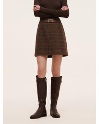 GOELIA - [Preview] 100% Wool Plaid Skirt With Leather Belt - Lyst