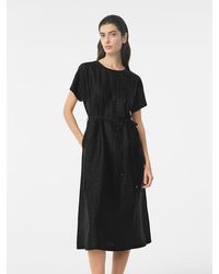GOELIA - 18 Momme Xiang Yun Silk Gathered Waist Midi Dress With Pockets - Lyst