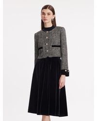 GOELIA - Tweed Crop Jacket And Velvet Skirt Two-Piece Set - Lyst