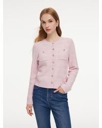 GOELIA - Wool Blend Round Neck Sequins Cardigan - Lyst