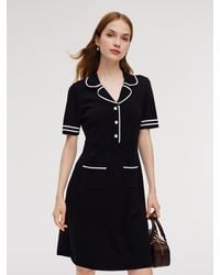 GOELIA - Lyocell Blend Contrast Trim Knit Mini Dress - Lyst