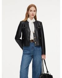 GOELIA - Pu Leather Cropped Jacket - Lyst