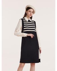 GOELIA - Shirt Dress And Striped Vest Two-Piece Set - Lyst