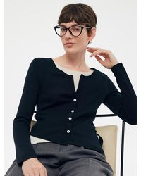 GOELIA - 100% Wool Patchwork Long Sleeve Knit Top - Lyst