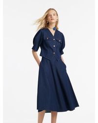 GOELIA - Denim V-Neck Top And Half Skirt Two-Piece Set - Lyst