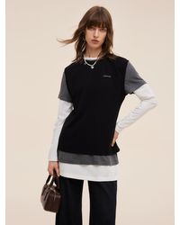 GOELIA - Knit Tank And T-Shirt And Long Sleeve Top Three-Piece Set - Lyst