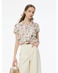 GOELIA - 19Mm Mulberry Silk Floral Print Twist Front Blouse - Lyst
