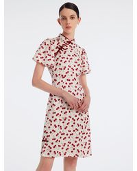 GOELIA - Mandarin Collar Cherry Print Cheongsam Qipao Midi Dress - Lyst