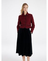 GOELIA - Tweed Jacket And Velvet Skirt Two-Piece Set With Detachable Bowknot - Lyst