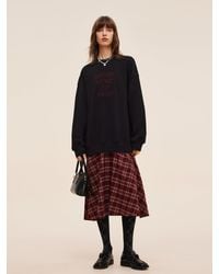 GOELIA - Mock Layered Letter Embroidered Sweatshirt Maxi Dress - Lyst
