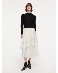 GOELIA - Lyocell Wool Blend Off Shoulder Knit Top And Sleeveless Tiered Dress Two-Piece Set - Lyst