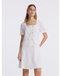 GOELIA - Triacetate Square Neck Double-Breasted Mini Dress - Lyst