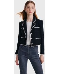 GOELIA - Tweed Contrast Trim Crop Jacket - Lyst