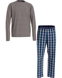 Herren Bekleidung Nachtwäsche Tommy Hilfiger Pyjama-Hose mit Glencheck-Muster in Grau für Herren 