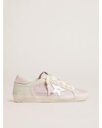 Golden Goose - Super-Star Ltd En Cuir Rose Avec Étoile En Cuir Lamé Argenté Et Contrefort En Cuir Rose, Femme, Taille - Lyst