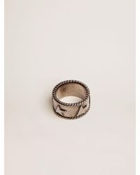 Golden Goose Timeless Jewelmates Collection Band Ring In Antique Silver Colour - Metallic