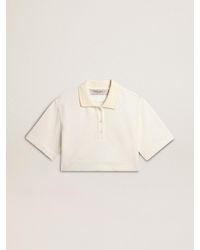 Golden Goose - Cotton Cropped Polo Shirt With Mother-Of-Pearl Buttons - Lyst