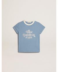 Golden Goose - Girls’ Light Cotton T-Shirt With Print And Crystals - Lyst